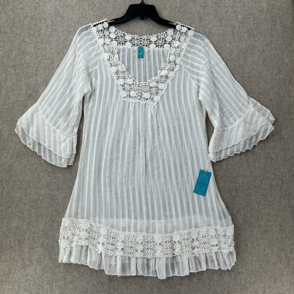 Urban Mango Swimsuit Cover Up Dress Womens MED Gauze Blouse Beachy Boho